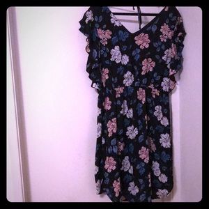 Floral Print Shirred Waist Dress